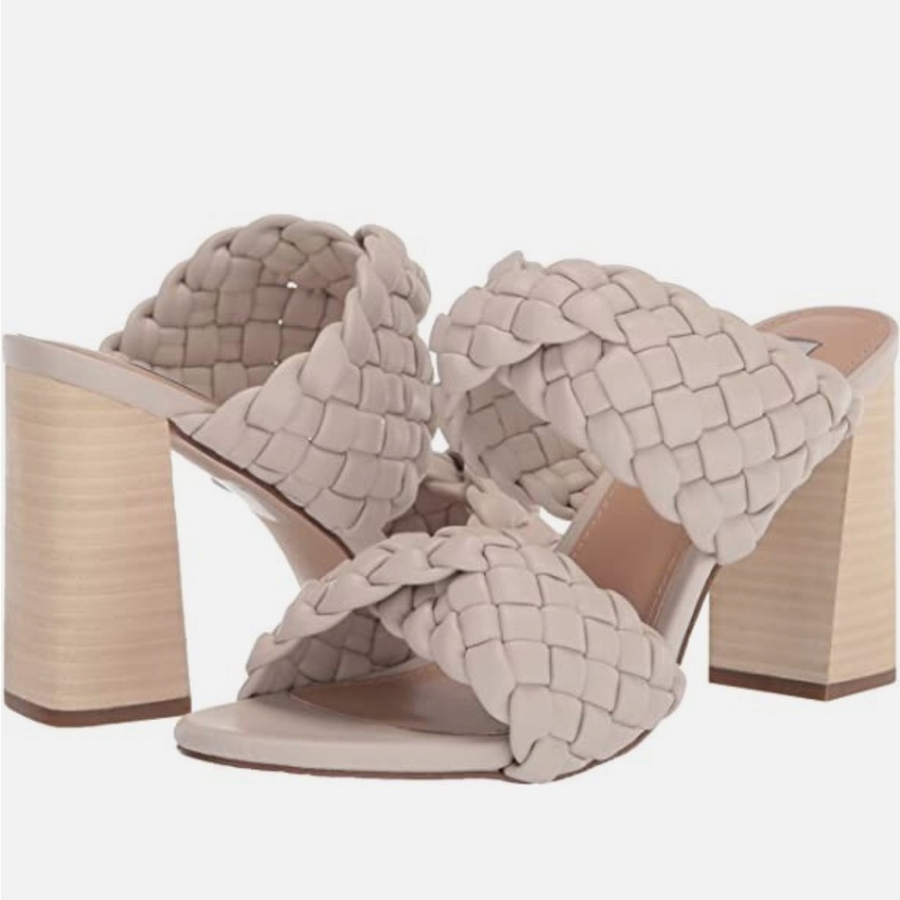 Steve Madden Bone Coloured Braided Block Heels